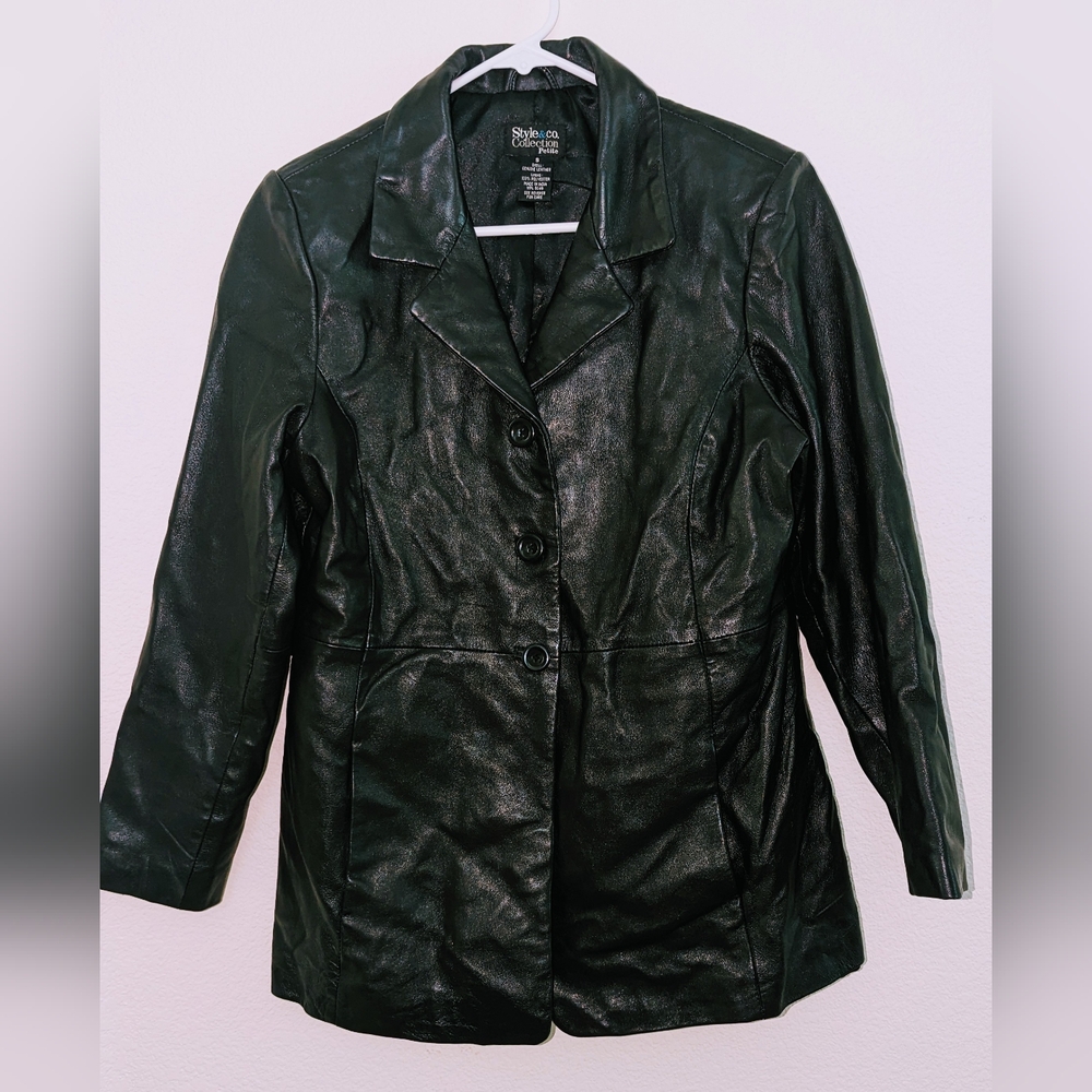 Black Medium Length Leather Jacket